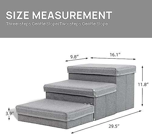 Linen Foldable Dog Stairs with Storage - Image 4