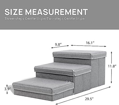 Linen Foldable Dog Stairs with Storage - Image 4