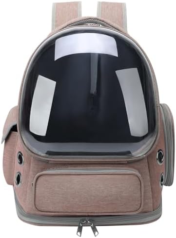 Cat Backpack Carrier for Cats and Small Dogs, Breathable Cat Bubble Backpack, Airline Approved Pet Travel Carrier for Hiking Camping Outdoor(Brown) by GixDix