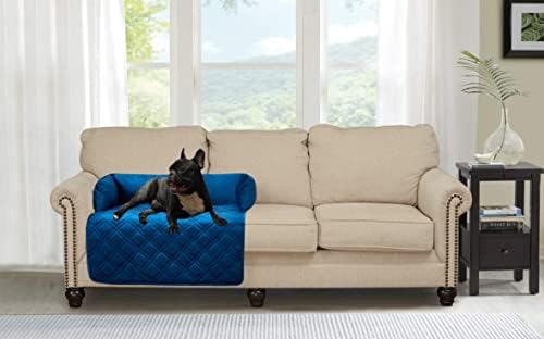 Brilliant Sunshine Dark Blue Velvet Dog Sofa Slipcover, Medium - Image 2