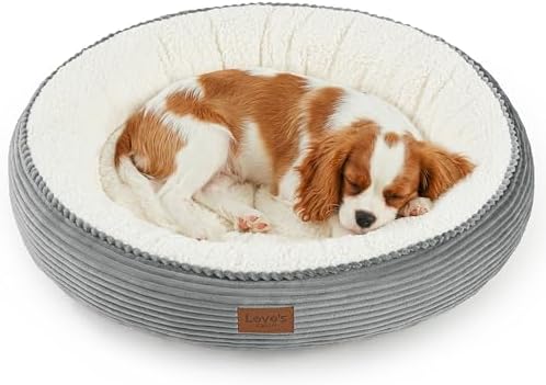 Love's cabin Round Donut Cat and Dog Cushion Bed, 30in Pet Bed for Medium or Large Dogs, Anti-Slip & Water-Resistant Bottom, Soft Durable Fabric Pet Beds, Washable Calming Cat Bed, Light Grey by Lovescabin