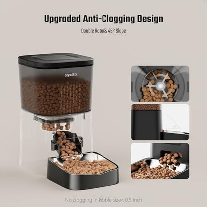 Espelho Automatic Cat Feeder- 4L Timed Cat Food Dispenser 1-6 Meals Control for Cat and Small Dog- Auto Pet Feeder with Desiccant Bag Keep Fresh for Reliable Easy Set Up and Clean- Voice Recorder - Image 5