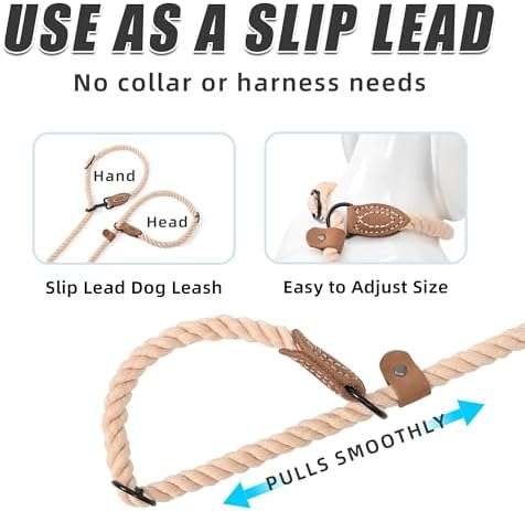 Mile High Life Hands Free Dog Leash, Crossbody Waist Leash with Genuine Leather Connection, Multifunctional Adjustable Slip Lead for Dog Walking Running (Light Brown, 8FT) - Image 3