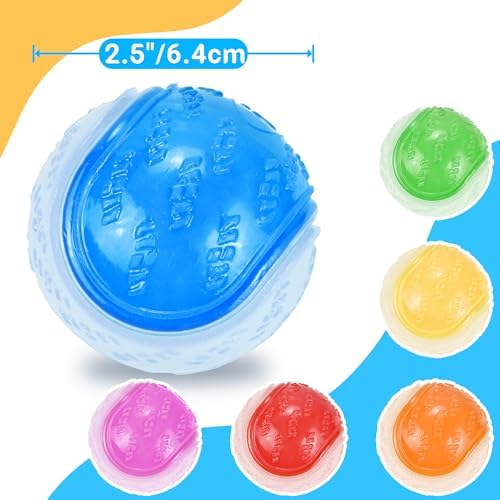 LECHONG Glow Dog Ball, 2.5” Squeaky Dog Toy Ball, Dog Rubber Ball Toys for Small and Medium Dogs, Durable Dog Fetch Toys Puppy Chew Toys Pack of 6 - Image 2
