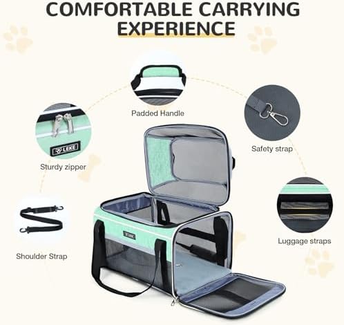 Lekereise Top-Expandable Pet Carrier 17x11x9.5 Inch Alaska Hawaiian Airline Approved Soft Sided Underseat to 12lbs Travel Carriers for Small Dogs and Cats with Locking Safety Zippers Anti-Scratch Mesh - Image 6
