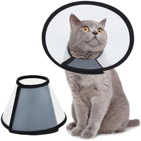 Vivifying Cat Cone, Adjustable Recovery Pet Cone, Three Sizes Lightweight Plastic Elizabethan Collar for Cats, Mini Dogs and Rabbits (Black) by Vivifying