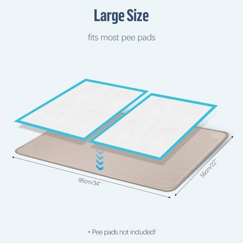 Pee Pad Holder for Dogs 34''x22'' Silicone Puppy Pee Pad Tray, Khaki - Image 2