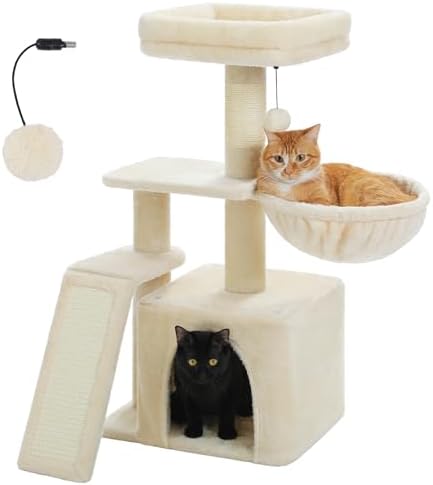 PETEPELA Cactus Cat Tree for Kittens & Small Cats, 32in Cat Tower, Beige by PETEPELA