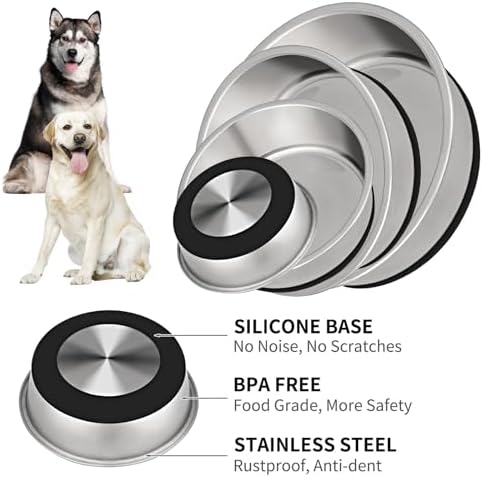 Taglory Stainless Steel Dog Bowls Set of 2, Non-Slip Base, 11 Cup, 84oz - Image 3