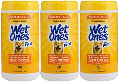 Wet Ones for Pets Antibacterial Dog Wipes, Tropical Splash, 50 Count, 3-Pk by WetOnes