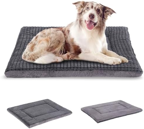 BVAGSS Reversible Dog Crate Pad, Memory Foam Pet Bed Mat, Soft Warm Machine Washable Sleeping Kennel Mattress for Small Medium Dogs XH079 (36''x23''x1.6'',Light Grey) by BVAGSS