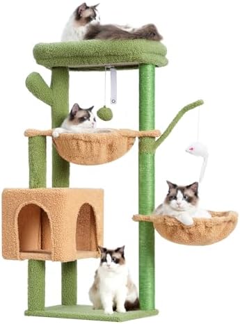 Heybly Cat Tree, 40" Tower with All-Sisal Wrapped Scratching Post HCT006SGY by HEYBLY