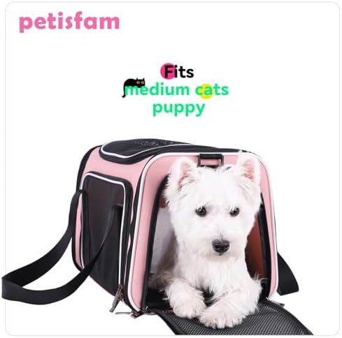 Soft Pet Carrier for Medium Cats and Small Dogs with Cozy Bed, 3 Doors, Top Entrance | Airline Approved, Escape-Proof, Breathable, Leak-Proof, Easy Storage (Pink) - Image 6