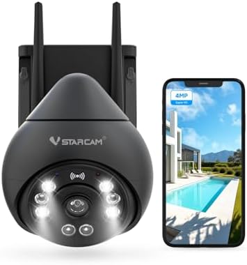 VSTARCAM 4MP Outdoor Security Camera, 2.5K, 360° View, Color Night Vision, PIR Motion Detection, Spotlight Siren Alarm, 2-Way Talk, IP66 Weatherproof, Cloud/SD Storage by VSTARCAM