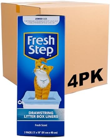 Fresh Step Drawstring Cat Litter Liners, Scented, 3 ft x 19 in, 7 Ct, 4-Pk by FreshStep