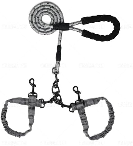 Dog Double Leashes,3-Dog Rope Bungee Double Leash - Tangle-Free Design with Padded Handle, 360° Swivel Control & Removable Feature for Walking Multiple Dogs by Y-ANNJYA