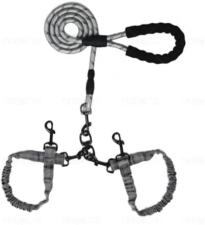 Dog Double Leashes,3-Dog Rope Bungee Double Leash - Tangle-Free Design with Padded Handle, 360° Swivel Control & Removable Feature for Walking Multiple Dogs by Y-ANNJYA