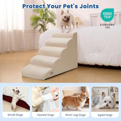 Dog Stairs for High Beds 22.4" H,5-Step Pet Ramp for Small & Medium Dogs - Image 5