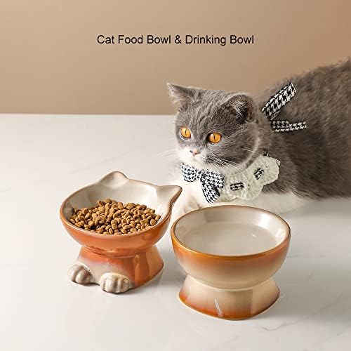 Nihow Elevated Cat Bowls,5 Inch Ceramic Raised Cat Food and Water Bowl Set - Image 4