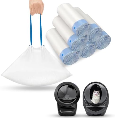 120 Count Drawstring Cat Litter Bags Compatible with Litter Robot 4 & 3,Thick Automatic & Self Cleaning Cat Litter Box Liners,Tear-Resistant Waste bags,Heavy Duty,Leak-Proof by TAILRYTH
