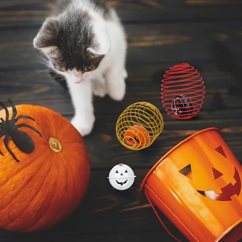 Jecery 5 Pcs Cat Toys Spring,Bell,Halloween Colors - Image 5