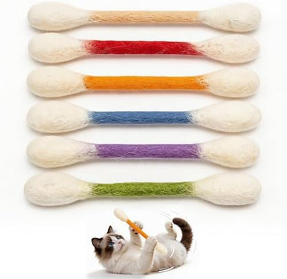 6 PCS Swabs Cat Toys with Catnip, Multi-Color Cotton Swabs Toys for Cat, Oversize Kitten Teething Chew Toy Dental Cleaning Cat Toy by Unknown