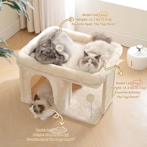 Heybly Cat Tree, 14" Cat Tower with Large Cat Bed & Condo HCT203SM - Image 6