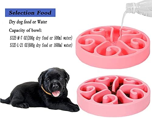 Dog Bowl Slow Pet Feeders Non Skid Bowl Dog Water Bowl Dry Food Bowl Slow Feeder Fun Bowl Slow Eating Bowl for Small Dog Large Dog Medium (Pink, M)