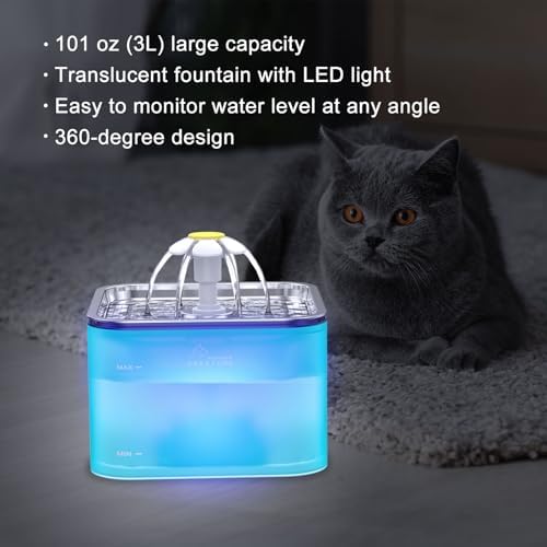 Wonder Creature Crystal Cat Water Fountain Stainless Steel Lid, 101oz/3L - Image 2