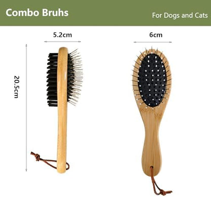 Double Sided Pet Slicker Brush with Bamboo Handle for Dogs and Cats, Grooming Comb for Shedding, Tangles, and Dead Undercoat - Image 6