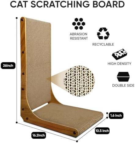 Cat Scratcher, L-Shaped Cat Scratching Pad with Box, 26 Inch, Large - Image 2