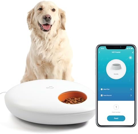 Geeni Smart Pet Feeder for Wet or Dry Food, 5-Meal with Ice Packs, White by Geeni