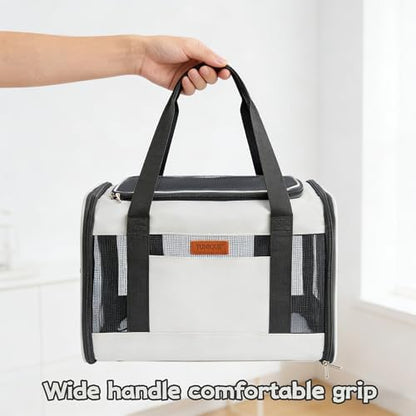 YUNIQUE Soft-Sided Cat & Dog Carrier for Pets Up to 15 Lbs, Airline Approved Collapsible Travel Puppy Carrier with Lightweight Fabric Design (lightgrey) - Image 6