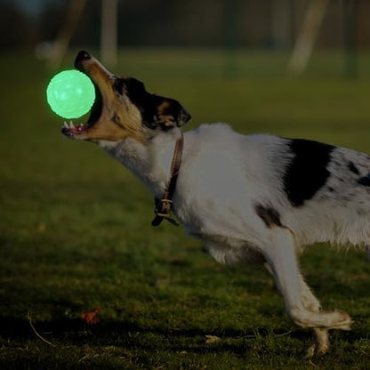 LECHONG 4-Pack 3.5” Glow Squeaky Dog Balls,Bouncy Glow in The Dark Dog Ball with Squeaker, Durable Dog Rubber Ball Toys Glowing Fetch Balls for Medium Large Dogs Nighttime Playing Indoors & Outdoors - Image 7