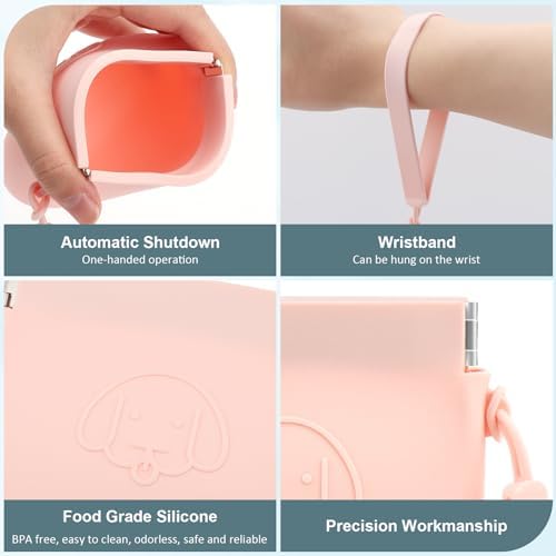 WALLFID Silicone Dog Treat Pouch, Auto Closure, with Pet Training Clicker, Walking Bag for Dog and Cat, Pocket Size, Easy to Clean, Odorless, Travel Bag (Pink) - Image 4