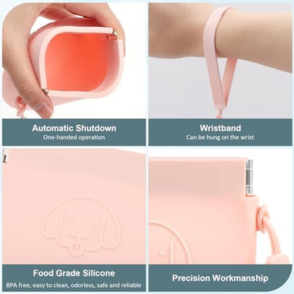 WALLFID Silicone Dog Treat Pouch, Auto Closure, with Pet Training Clicker, Walking Bag for Dog and Cat, Pocket Size, Easy to Clean, Odorless, Travel Bag (Pink) - Image 4