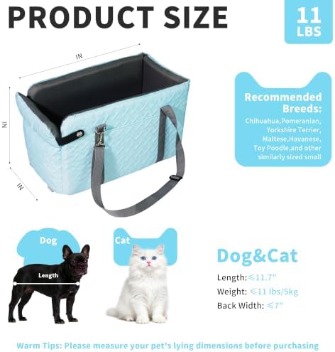 Center Console Dog Car Seat for Small Dogs Under 15 lbs, Blue - Image 5