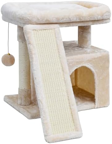 Small Cat Tree for Indoor Cats, Cat Tower with Scratching Post, Perch and Cozy Condo for Kittens and Adult Pets (Beige) by SIYIPURR