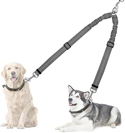 AUTOWT Double Dog Leash, No Tangle 360°Swivel Rotation Reflective Lead Attachment Adjustable Length Dual Two Dogs Lead Splitter, Comfortable Shock Absorbing Walking Training for 2 Dogs by AUTOWT