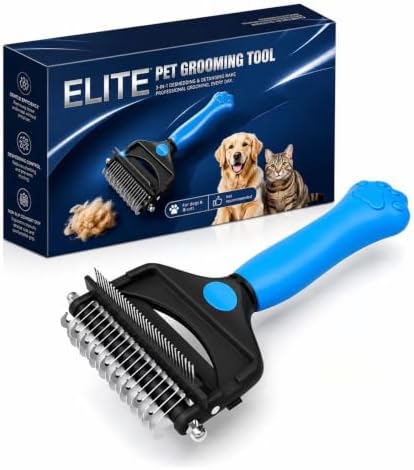 Deshedding Dog Brush，3-in-1 Undercoat Rake for Dogs (Blue) by KIVMTAR