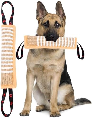 Clysoru Dog Tug Toy Tough Jute Bite Pillow Lasting Training Equipment Puppy to Large Dogs Interactive for Large and Small (Brown Footprint) by Clysoru