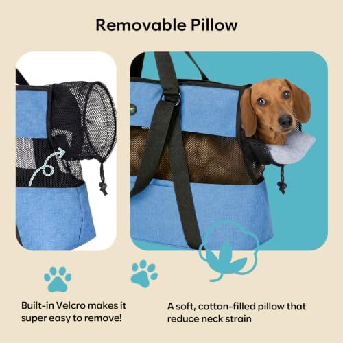 Ownpets XL Cat Dog Purse Carrier, Blue Breathable Mesh, Fits 20lbs - Image 3