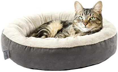 Love's cabin Round Donut Cat and Dog Cushion Bed, 20in Bed for Cats or Small Dogs, Anti-Slip & Water-Resistant Bottom, Super Soft Durable Fabric Pet Beds, Washable Luxury Cat & Dog Bed Gray by Lovescabin