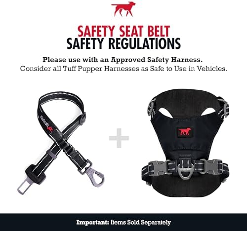 Tuff Pupper Dog Seat Belt | Adjustable Length Dog Seatbelt Restraint | Tangle-Free Locking Carabiner | Shock-Absorbing Bungee | Reflective Stitching for Visibility | Universal Fit for Cars & Trucks - Image 2