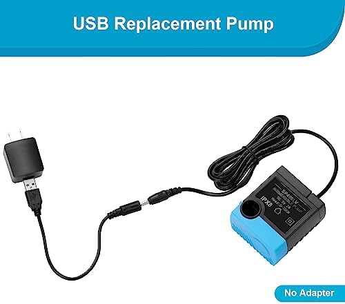 SP-400LV USB Replacement Pump-Submersible IPX8 Water Fountain Pump-Compatible with Ceramic, Stainless Steel & 360 Pet Water Fountains, Quiet, Includes 5.5 Ft USB Cord and Pump - Image 4