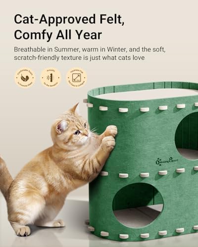 DownyPaws Cat House for Indoor Cats, 2-Storey Cat Bed Cave, Forest - Image 3
