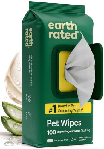 Earth Rated Dog Wipes for Paws & Butt, Deodorizing, Unscented, 100ct by EarthRated