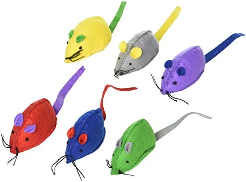 SPOT Felt Mice Catnip Toy | Soft, Colorful Multipack Interactive Cat Toy for Indoor Cats | Includes Catnip | 6 Pack in Assorted Colors by SPOT