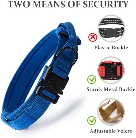 Tactical Dog Collar, Adjustable Military Training Nylon Collar, Dark Blue S - Image 4