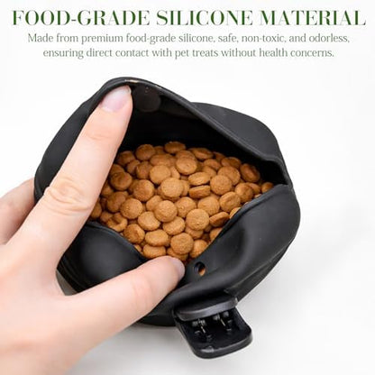 Black Silicone Dog Treat Pouch, Portable Pet Training Snack Bag with Magnetic Closure and Waist Clip for Dog Walking - Image 5